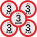 Bellatio Decorations 3 jaar leeftijd sticker - 10x - rond - Dia 9 cm - 3 jaar verjaardag - jubileum - leeftijd versiering
