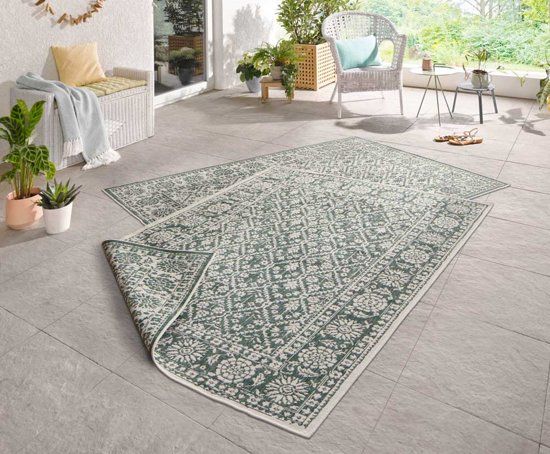 Bougari Modern vloerkleed Curacao 103115 80x250 cm Groen & Crème
