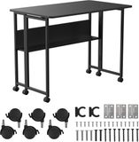 Maclean - Inklapbaar bureau - verrijdbaar, blad 100x58cm, max. 50kg, MC-126 B - Zwart