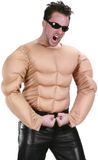 Widmann Opblaas Dikmaak & Spierballen Kostuum - Spierenshirt XL Man - Small - Beige - Mannen