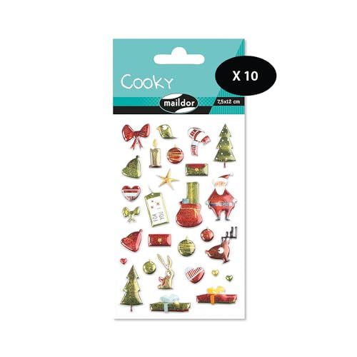 Maildor CY042Opack - 3D Cooky Stickers - Traditional Christmas - 10 Pack