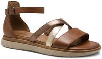 Tamaris WIDE FIT Dames Sandaal 8-88601-44 442 Wide Fit Bruin Leer/Textiel Klittenband 39 EU