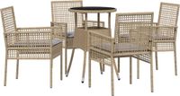 vidaXL Tuinset, 5-delig, beige, polyrotan