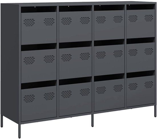 vidaXL Dressoir 135x39x103,5 cm koudgewalst staal antracietkleurig