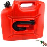 Anwicar Jerrican Benzine 10 l - benzinejerrycan met slang - robuust en waterdicht voor benzine en diesel - rood