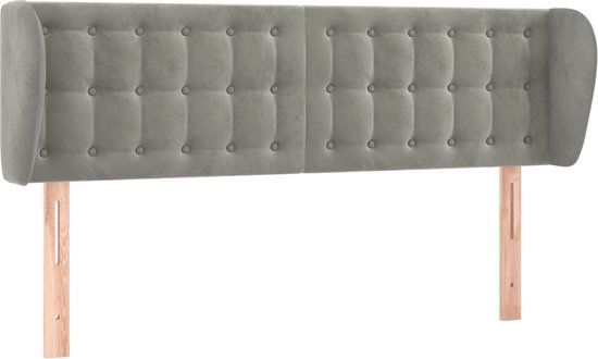vidaXL Hoofdbord met randen 147x23x78/88 cm fluweel lichtgrijs