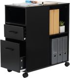Merkloos Ladeblok bureau - 65 x 30 x 60 cm - op wielen - zwart