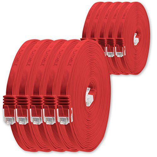 1aTTack.de 1m - Rood - 10 stuks - Cat.6 platte netwerkkabel Cat6 platte kabel ultra platte Cat.6 patchkabel 1000 Mbit/s Gigabit LAN (RJ45) plat slank micro