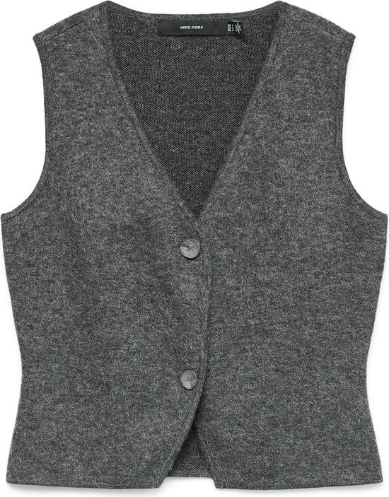 VERO MODA VMBRISA SL V-NECK VEST - Medium Grey Melange - Maat M