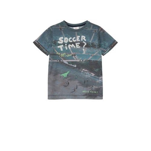 s.Oliver T-shirt met all over print grijsblauw