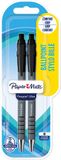 Paper Mate Flexgrip Ultra-balpennen met drukknop | Medium punt (1,0 mm) | Zwart | 2 stuks