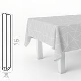 ORYX 5544095 Wasdoek tafelkleed, rechthoekig, geometrisch, grijs, vuilafstotend, pvc, 140 cm x 20 m, op maat te snijden, binnen en buiten, kunststof, meerkleurig