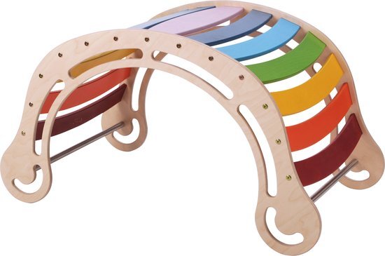 KateHaa Houten XXL Waldorf Rocker Regenboog - Klimrek - Houten Montessori Speelgoed