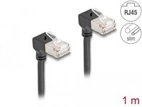 Delock RJ45 Network Cable Cat.6A S/FTP Slim 90° downwards / downwards angled 1 m black