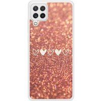 Samsung Galaxy A22 Paillettes coeur Verstevigd hoesje met sublimatie bedrukking