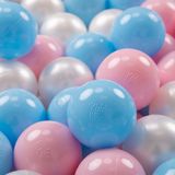 KiddyMoon Ballenbak ballen voor Kinderen Ø7 cm met 200 Stuks - Babyblauw Poederroze Parel