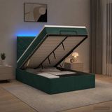 vidaXL Ottomaanse Bed met Matras en LED Donkergroen 120 x 190 cm