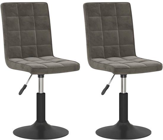vidaXL Eetkamerstoelen - draaibaar - 2 stuks - fluweel - donkergrijs