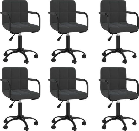vidaXL Eetkamerstoelen - 6 stuks - Draaibaar - Fluweel - Zwart