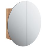 vidaXL Badkamerkast met Ronde Spiegel en LED - Eiken - 47x47x17,5 cm