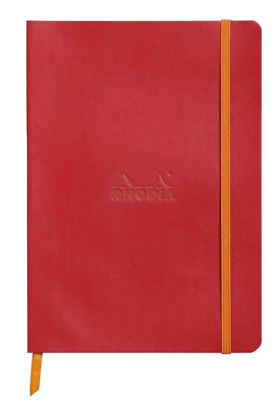 Rhodia Softcover Notitieboek – A5 – 160 Bladen – Gelijnd – Ivoorkleurig Papier 90 g/m² – Met Elastieksluiting - Klaproos