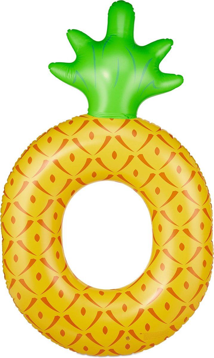 Relaxdays Opblaasbare Ananas Zwemband - Groot - Oranje