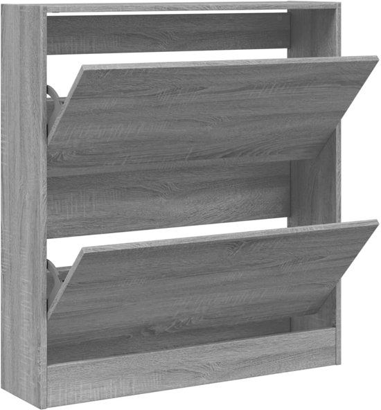 vidaXL Schoenenkast 80x21x87,5 cm bewerkt hout grijs sonoma eikenkleur
