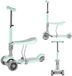 Playos® - Driewieler Step - 2 in 1 - Mint - Verstelbaar - met LED wielen - tot 50 kilo - Step met Zadel - Loopfiets
