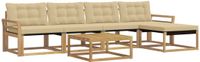 vidaXL - Acacia Hout - Bank Loungeset - 5 Zitplekken - Wit en Beige