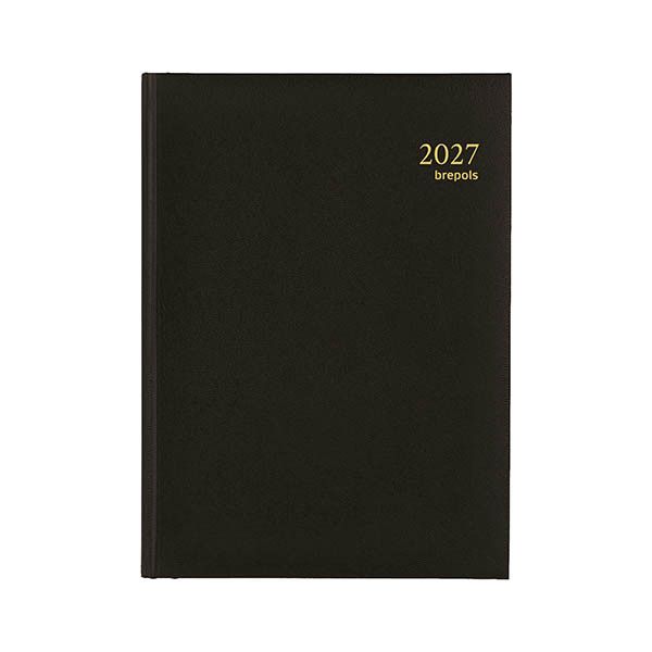 Brepols Euro Lima dagagenda met uurindeling 2027 zwart (1 dag per pagina) 6-talig