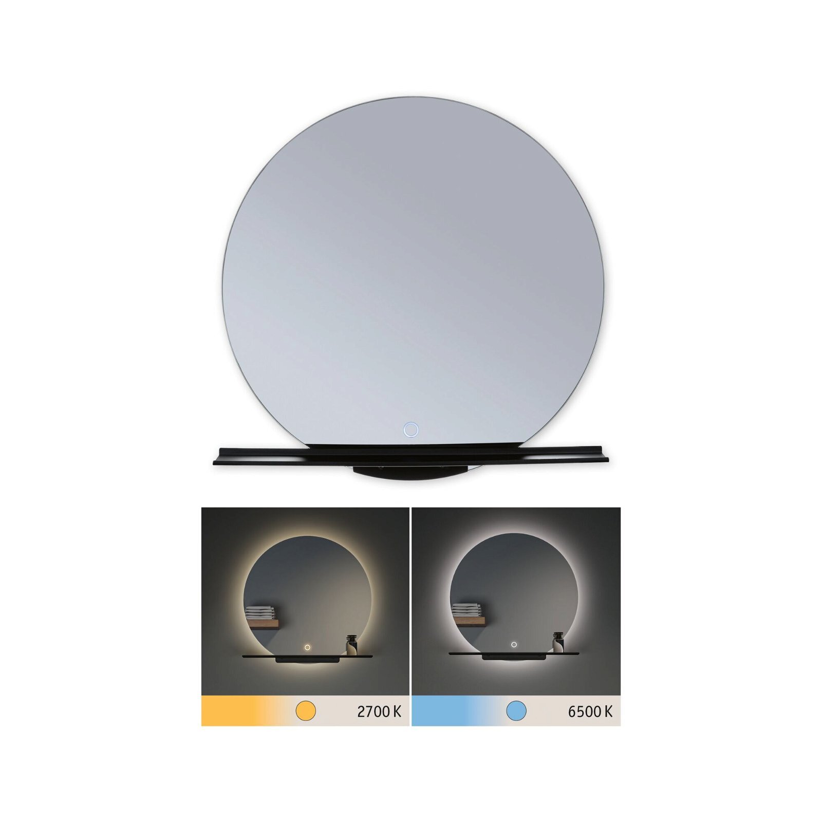 Paulmann LED-verlichte spiegel Miro IP44 Tunable White 500lm 230V 11W Spiegel/Zwart mat