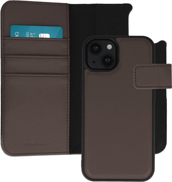 imoshion Hoesje - Geschikt voor Apple iPhone 13 - Uitneembare 2-in-1 Luxe Bookcase - Bruin