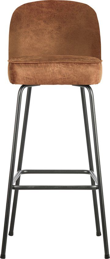 BePureHome Vogue Bar Stool 80 cm - Recycled Leather - Cognac - Industrial Style