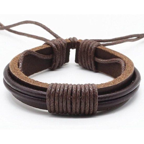 LGT JWLS LGT Jewels Leren armband Verstelbaar Touw Bruin