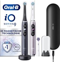 Oral-B iO – 9 – elektrische tandenborstels, oplaadbaar, zwarte en roze handgreep met Bluetooth, kleurweergave, 3 borstels, 1 premium reisetui