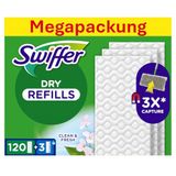 Swiffer Stofdoeken, 120 droge microvezeldoeken en 3 vloerdoekjes, vangt stof en vuil op, ideaal voor alle soorten vloeren en dierenharen, maxi-formaat