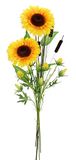 Kunstbloemen 4 stuks kunstbloemen distel zonnebloem en lisdodde tak - eenvoudige zijden bloemen - enkele tak - herfsttak - herfstdecoratie - kunstbloemen