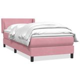 VidaXL Boxspringbed met matras, roze, 90x190 cm, fluweel