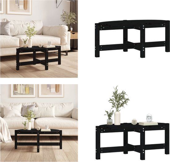 VidaXL Salontafel 87x48x35 cm massief grenenhout zwart