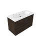 Saniclass Holz Pure Ensemble de meubles de salle de bain - 100x45x63.5cm - Lavabo en céramique Palermo blanc - 1 vasque - 2 trous de robinet - 2 tiroirs - chêne mat charcoal (bois) SW1420788/SW24916