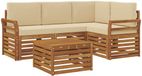 vidaXL Bankset voor buiten, 5-delig, naturel en beige, polyester