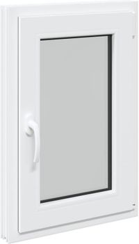 vidaXL Kelderraam RISOR 50 x 75 cm Wit Dubbel glas PVC Vast raam Links binnendraaiend Geluidswerend Thermisch isolerend Makkelijk schoonmaken Met ventilatie