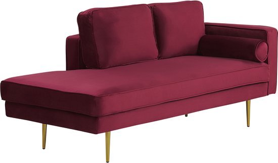 Beliani MIRAMAS - Chaise longue - Rood - Fluweel