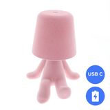 Fonkel Oplaadbare LED Tafellamp - Denker - Roze Velours - Dimbaar - USB-C