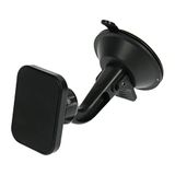TURBOCAR - Autohouder voor smartphone – magnetisch – bevestiging door zuignap – geleverd met een rechthoekige metalen plaat en een ronde metalen plaat – kleur: zwart – 360° draaibaar
