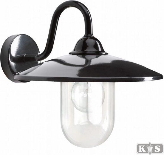 KS Verlichting Brig Muurlamp - Zwart - Rond - 30 cm - E27