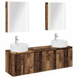 vidaXL Badkamerkast - set - 5 - st - Oud - hout - Bewerkt - hout