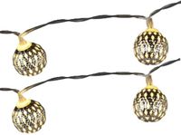 Merkloos Lichtsnoer - 2x - zilveren ballen - 8 led bollen - warm wit - 130 cm - batterij