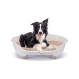 Ferplast Honden- en kattenbed met katoenen kussen, middelhoog hondenbed, gerecycled plastic, wasbaar, ademend en antislip hondenbed, THRONE 82 x 59,5 x h 29,5 cm, wit