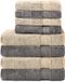 Komfortec Handdoekenset - Set van 8 - 4x Handdoek 50x100 cm en 4x Badhanddoek 70x140 cm - 100% Katoen - Antraciet & Beige